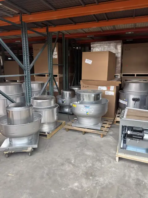 Upblast exhaust fans and a utility set in stock