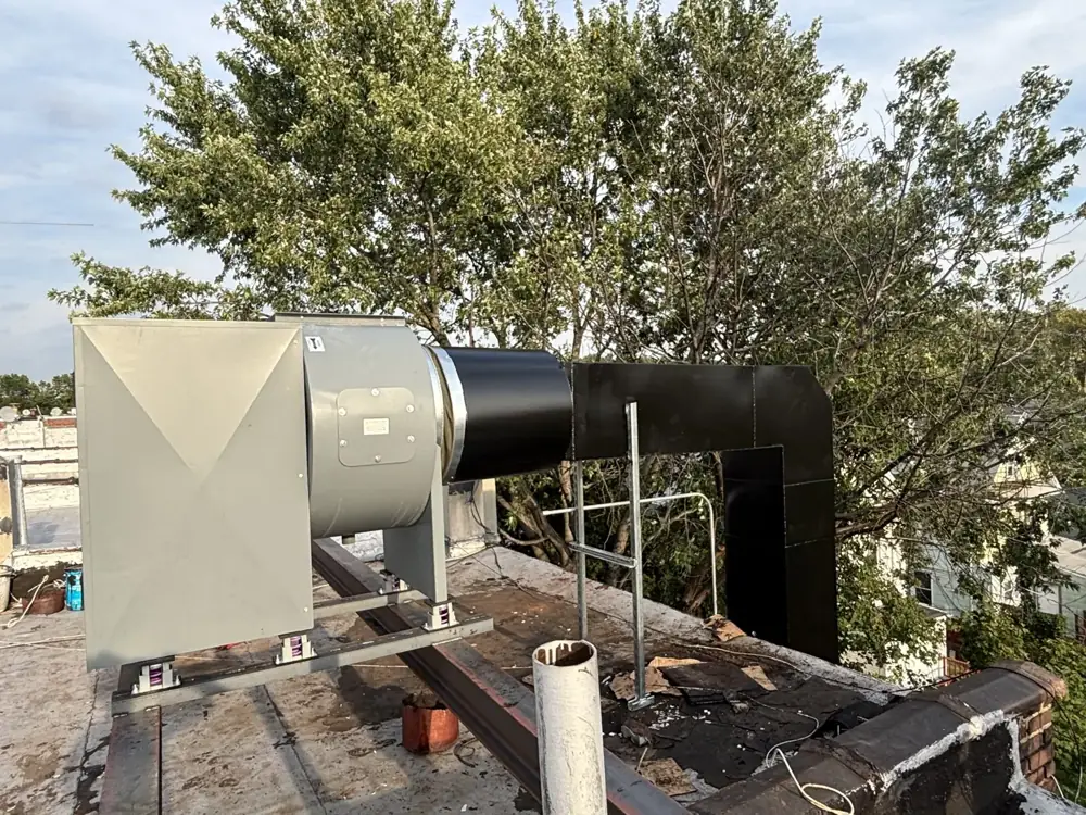 Finished rooftop exhaust, side view
